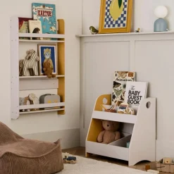 Présentoir à livres Star Gris-Moutarde