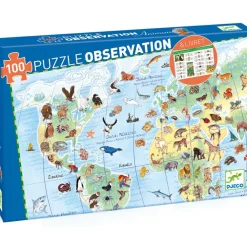 Puzzle d'observation avec livret Les animaux du monde (100 pièces)