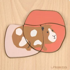 Puzzle en bois 2 pièces Little Mateys Chat-Cochon d'Inde