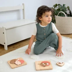 Puzzle en bois 2 pièces Little Mateys Chat-Cochon d'Inde