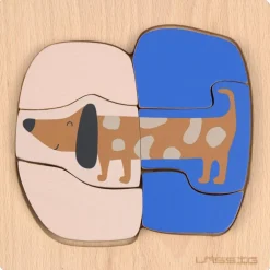 Puzzle en bois 2 pièces Little Mateys Chien-Oiseau