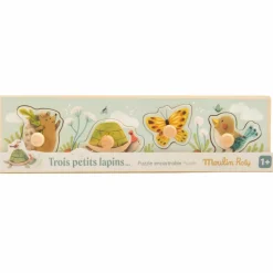 Puzzle encastrable 4 animaux Trois petits lapins