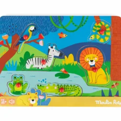 Puzzle sonore animaux en bois Les Toupitis