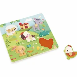 Puzzle tactile en bois Ferme (5 pièces)