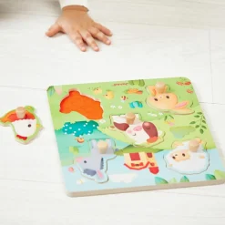 Puzzle tactile en bois Ferme (5 pièces)