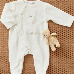 Pyjama chaud en velours Lapin écru (prématuré)