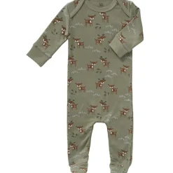 Pyjama en coton bio Deer olive (naissance : 50 cm)