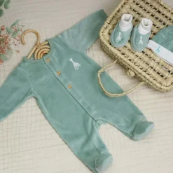 Pyjama en velours olive Sophie la girafe (naissance)
