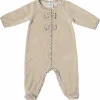 Pyjama hiver en velours beige et nœuds liberty (1 mois)