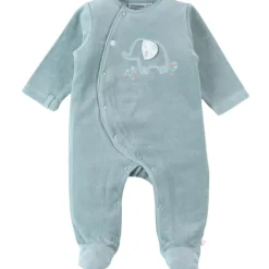 Pyjama velours aqua éléphant (dès la naissance)