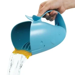 Rince-tête baleine Moby bleu et jaune