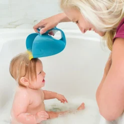 Rince-tête baleine Moby bleu et jaune