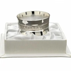 Rond de serviette Empire en métal argenté + coffret (personnalisable)