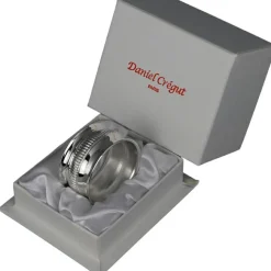 Rond de serviette Godron en métal argenté + coffret (personnalisable)