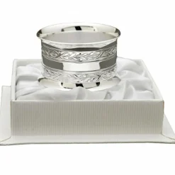 Rond de serviette Malmaison 2 rangs personnalisable (métal argenté) dans son coffret