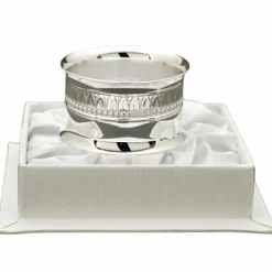 Rond de serviette Marie-Louise en métal argenté + coffret (personnalisable)