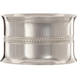 Rond de serviette Perles tressées personnalisable (métal argenté) dans son coffret