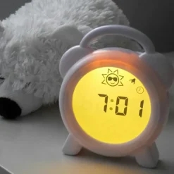 Réveil éducatif et veilleuse sleeptrainer blanc