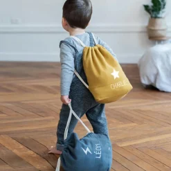 Sac à dos à ficelles jaune moutarde (personnalisable)