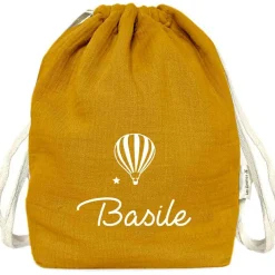 Sac à dos à ficelles jaune moutarde (personnalisable)