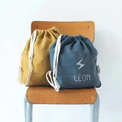 Sac à dos à ficelles jaune moutarde (personnalisable)