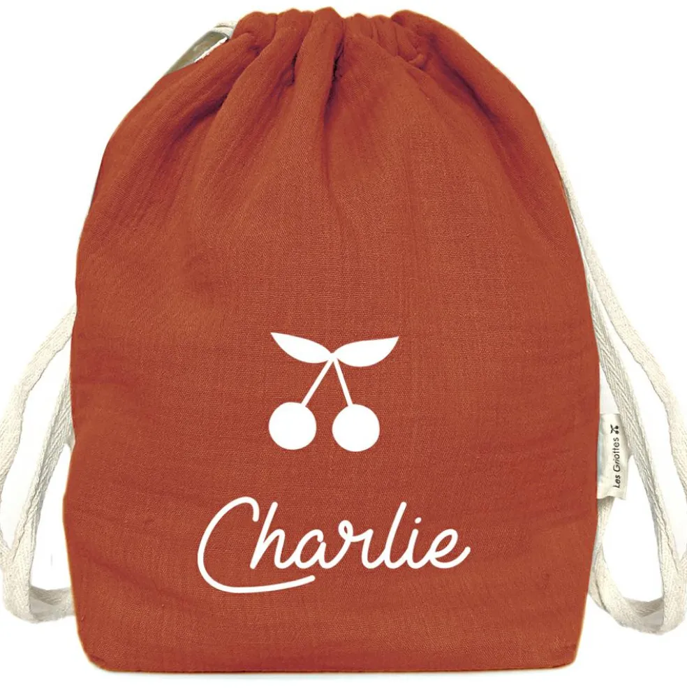 Sac à dos à ficelles terracotta (personnalisable)