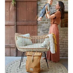 Sac à dos à langer en polyester recyclé Green label Rolltop curry