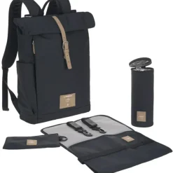 Sac à dos à langer en polyester recyclé Rolltop bleu nuit