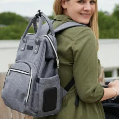 Sac à dos à langer gris