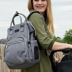 Sac à dos à langer gris