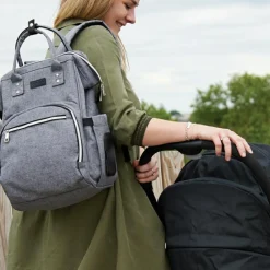 Sac à dos à langer gris
