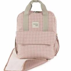 Sac à dos à langer I love Vichy rose