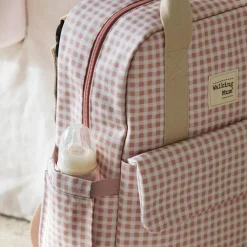 Sac à dos à langer I love Vichy rose