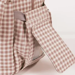 Sac à dos à langer I love Vichy rose