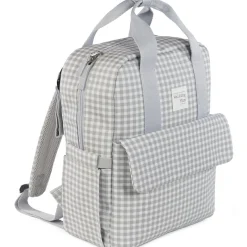 Sac à dos à langer I love vichy gris