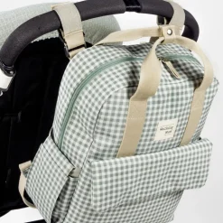 Sac à dos à langer I love Vichy vert