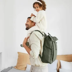 Sac à dos à langer Rolltop Up olive Green Label