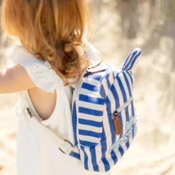 Sac à dos bébé My First Bag rayures bleu électrique-bleu clair