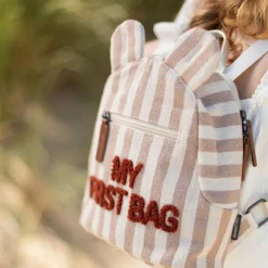 Sac à dos bébé My First Bag rayures nude-terracotta