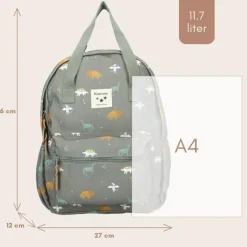 Sac à dos enfant à anses Dinosaures vert