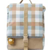 Sac à dos enfant à carreaux bleu et beige