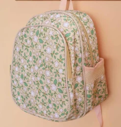 Sac à dos Fleurs rose avec poche isotherme