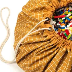 Sac à jouets 2 en 1 Noomad Original Organic Grid Mustard