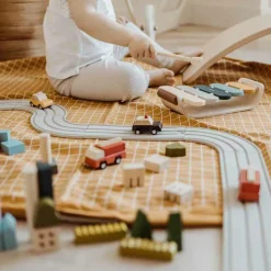 Sac à jouets 2 en 1 Noomad Original Organic Grid Mustard