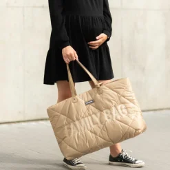 Sac à langer à anses Family bag matelassé beige