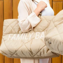 Sac à langer à anses Family bag matelassé beige