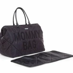 Sac à langer à anses Mommy bag matelassé noir