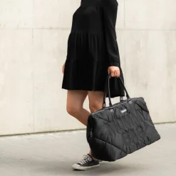 Sac à langer à anses Mommy bag matelassé noir