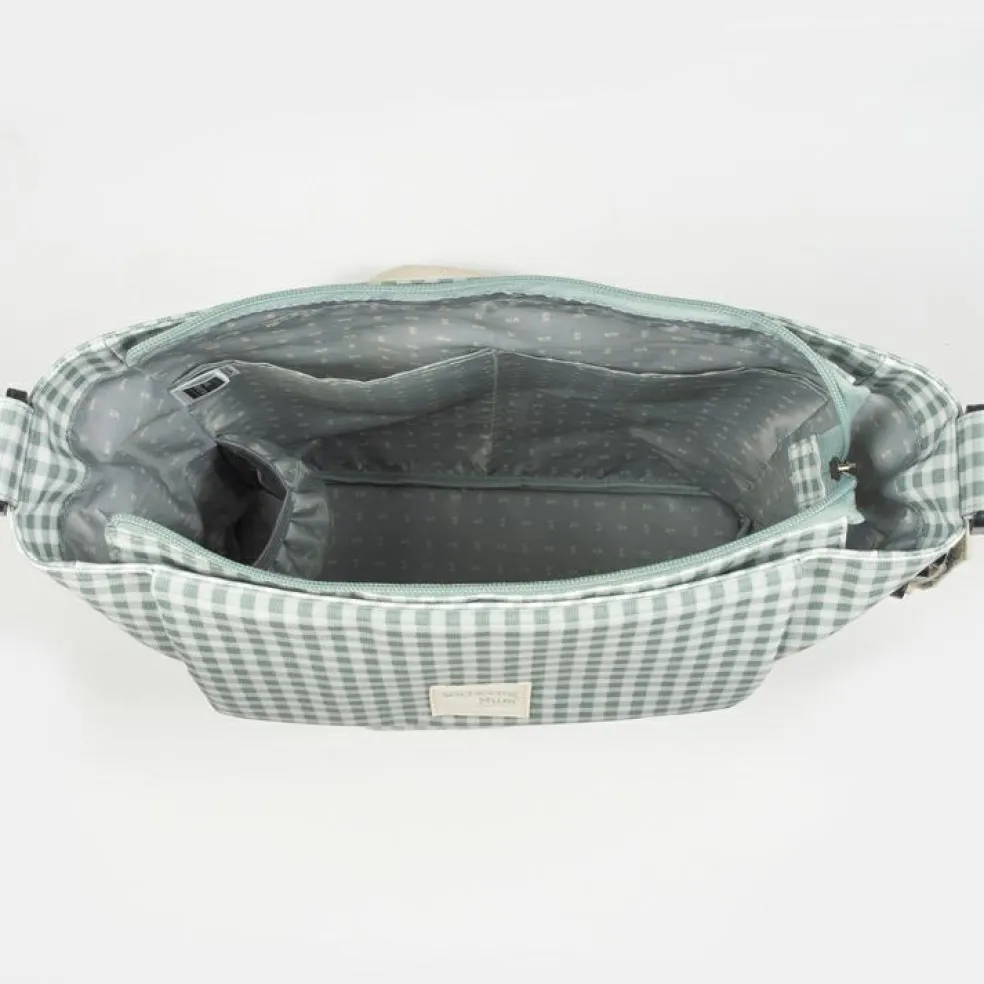 Sac à langer à bandoulière I Love Vichy vert