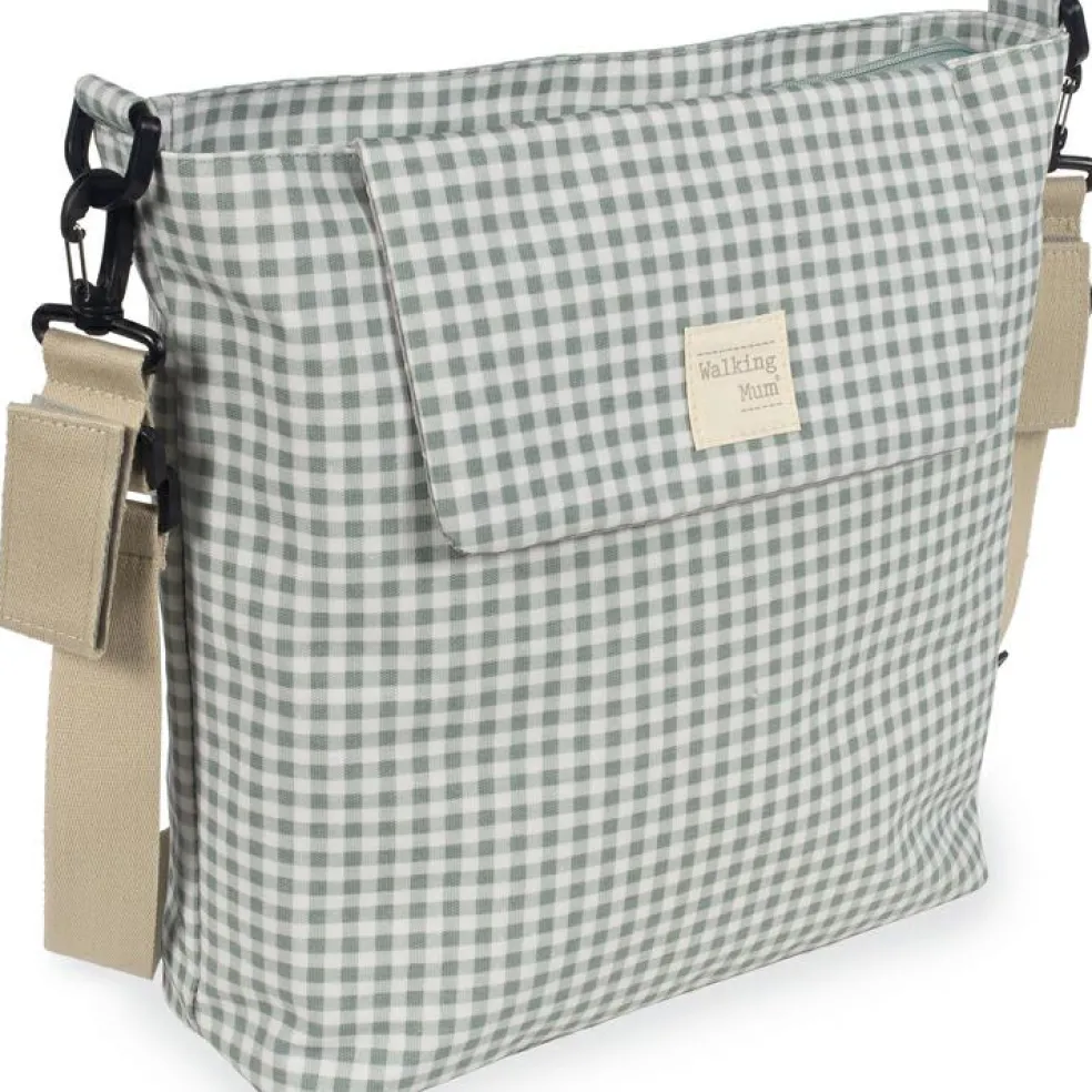 Sac à langer à bandoulière I Love Vichy vert